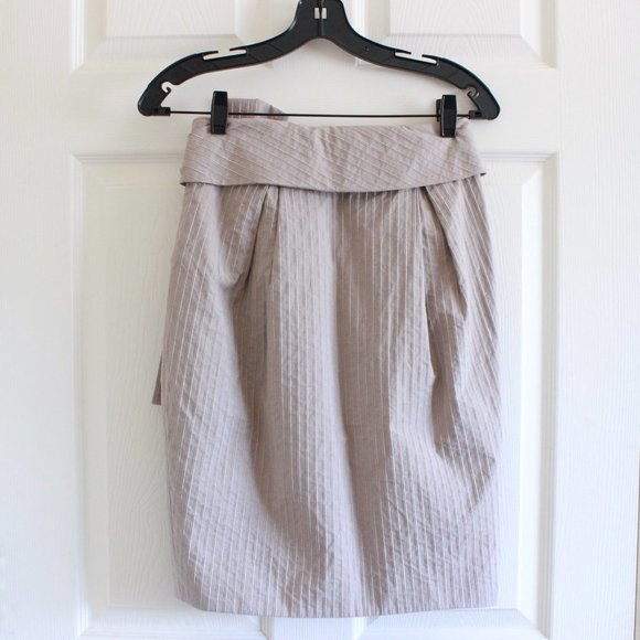 Alexander McQueen Taupe Stripe Bow Pencil Skirt S/S 2006 Collection - Picture 10 of 15